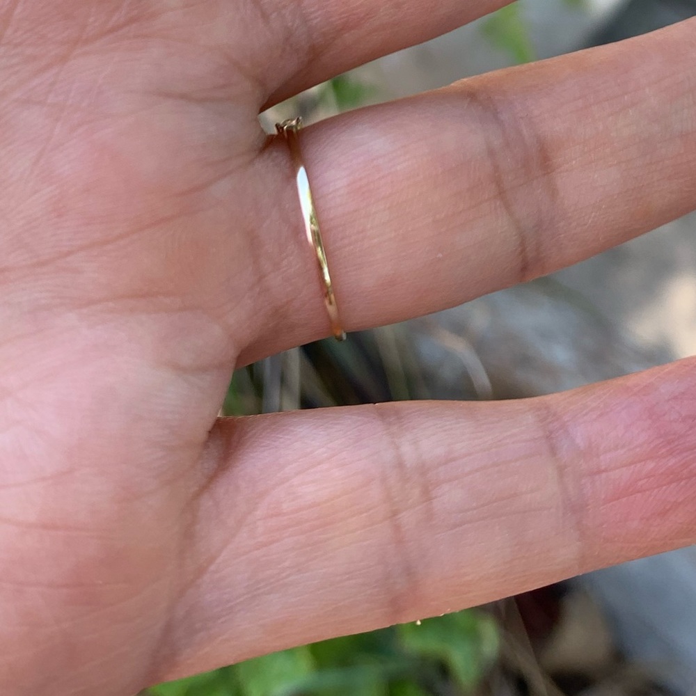 14k Gold dainty Wedding Band Stackable CZ Ring - Picture 4 of 8